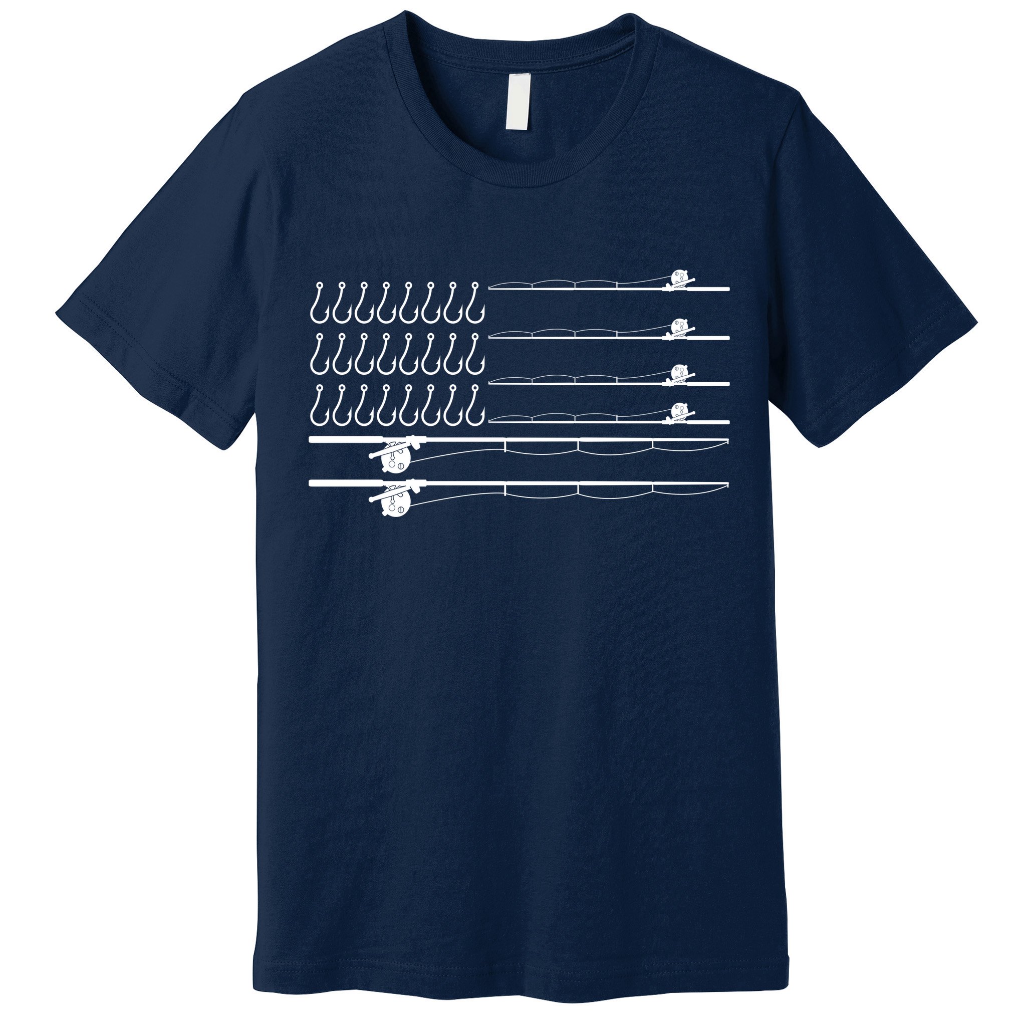Fishing Pole Hooks USA American Flag Premium T-Shirt