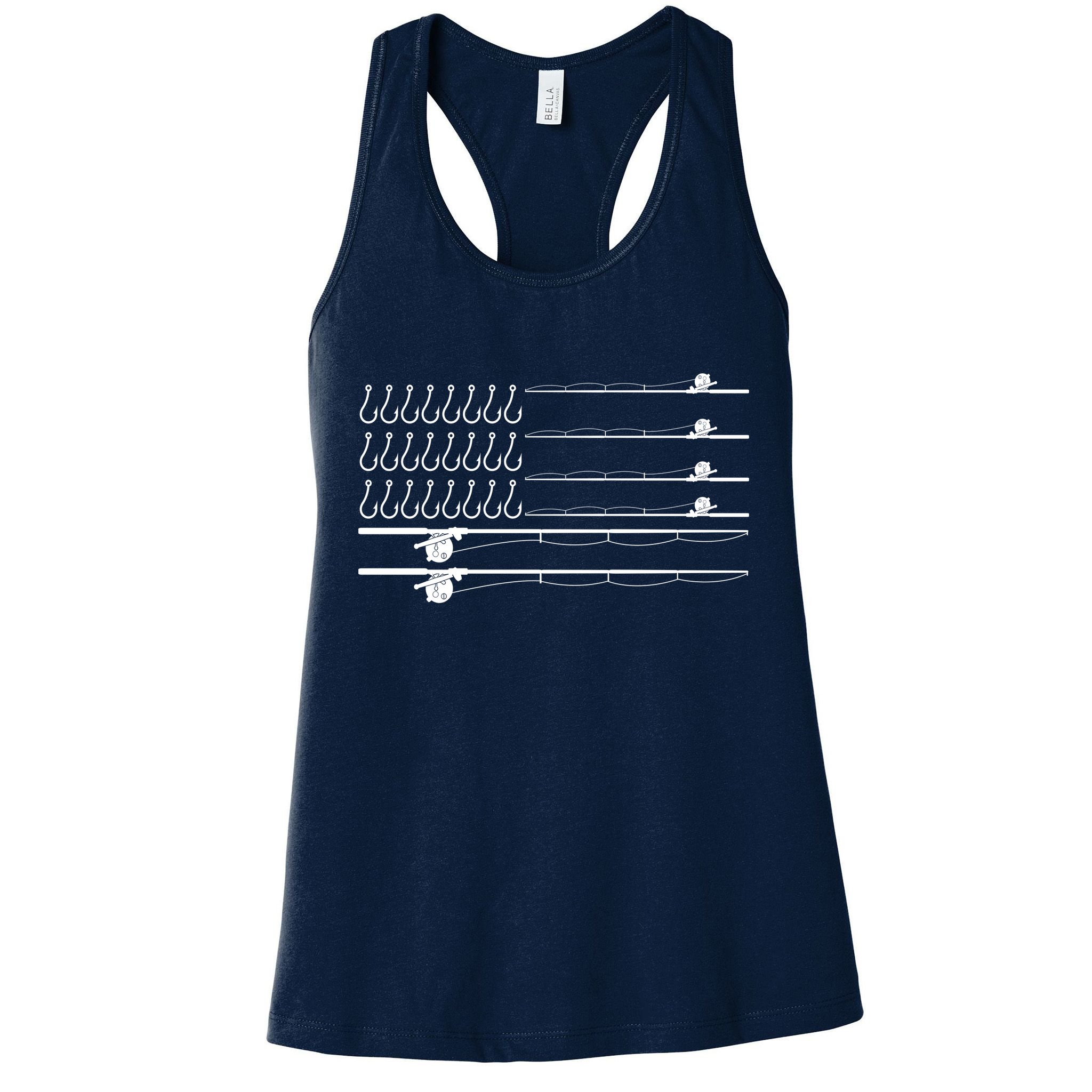 Fishing Pole Hooks USA American Flag Womens Tank Top