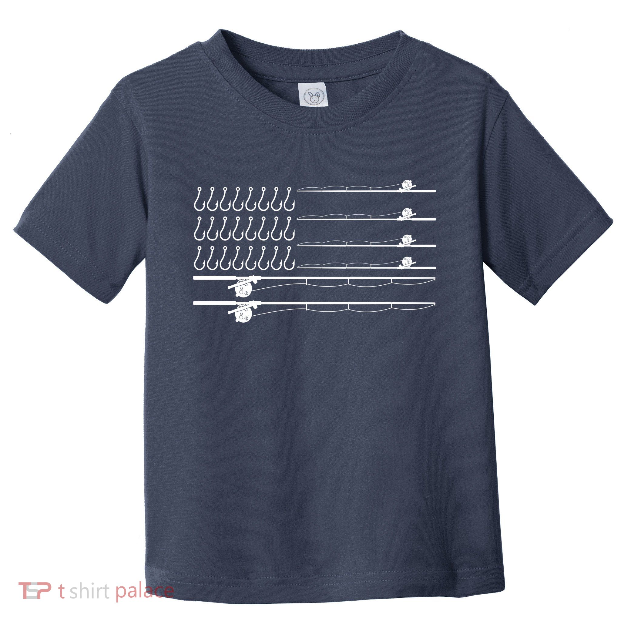 Fishing Pole Hooks USA American Flag Toddler T-Shirt
