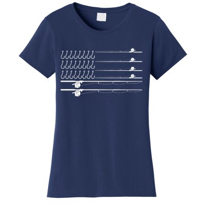 Fishing Pole Hooks USA American Flag Women's T-Shirt