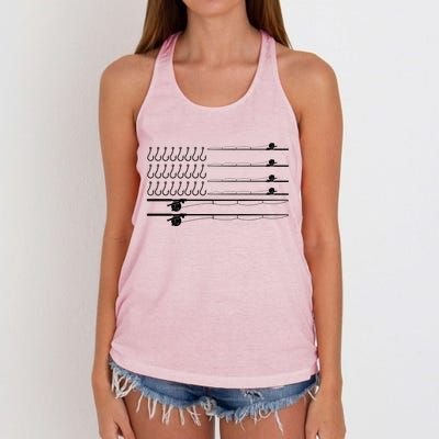 Fishing Pole Hooks USA American Flag Women's Knotted Racerback Tank