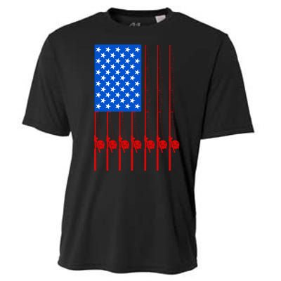 Fishing Poles USA American Flag Cooling Performance Crew T-Shirt