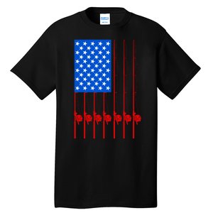 Fishing Poles USA American Flag Tall T-Shirt