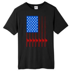 Fishing Poles USA American Flag Tall Fusion ChromaSoft Performance T-Shirt