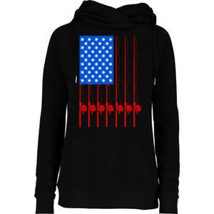 Fishing Poles USA American Flag Womens Funnel Neck Pullover Hood