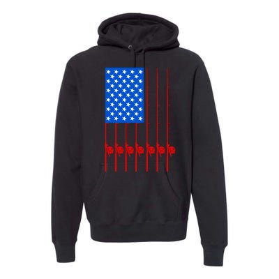 Fishing Poles USA American Flag Premium Hoodie