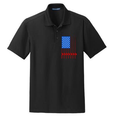 Fishing Poles USA American Flag Dry Zone Grid Polo