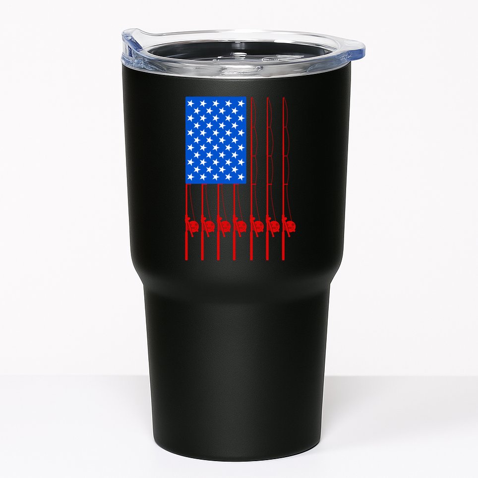 Fishing Poles USA American Flag Tumbler