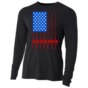 Fishing Poles USA American Flag Cooling Performance Long Sleeve Crew