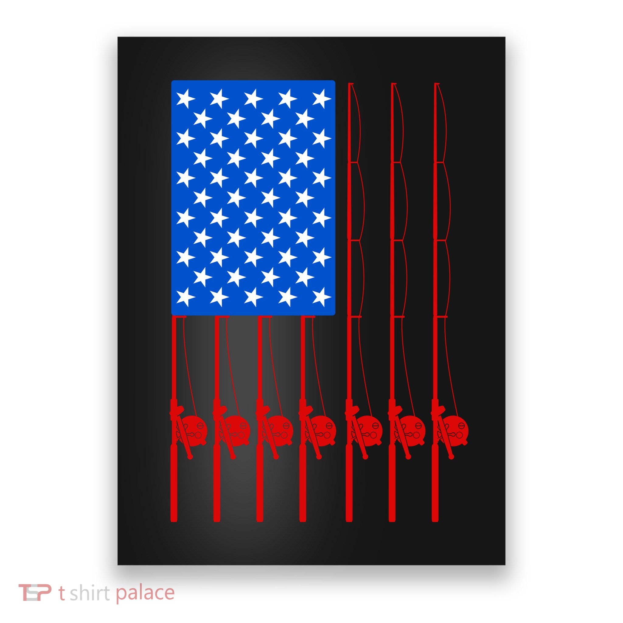 Fishing Poles USA American Flag Poster