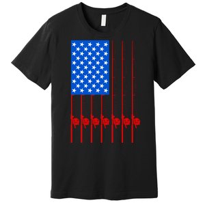 Fishing Poles USA American Flag Premium T-Shirt