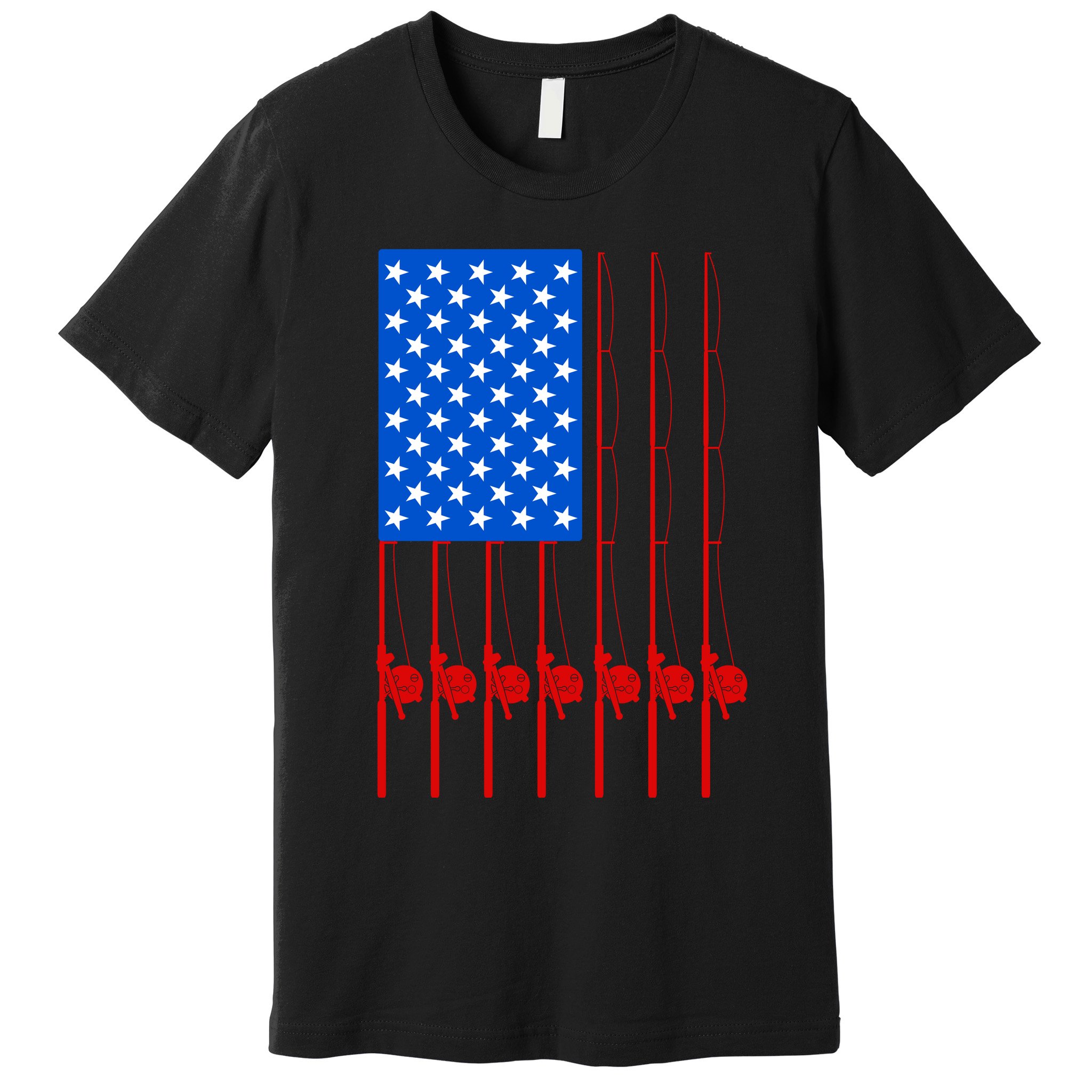 Fishing Poles USA American Flag Premium T-Shirt