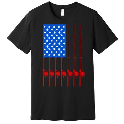 Fishing Poles USA American Flag Premium T-Shirt