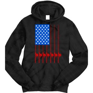 Fishing Poles USA American Flag Tie Dye Hoodie