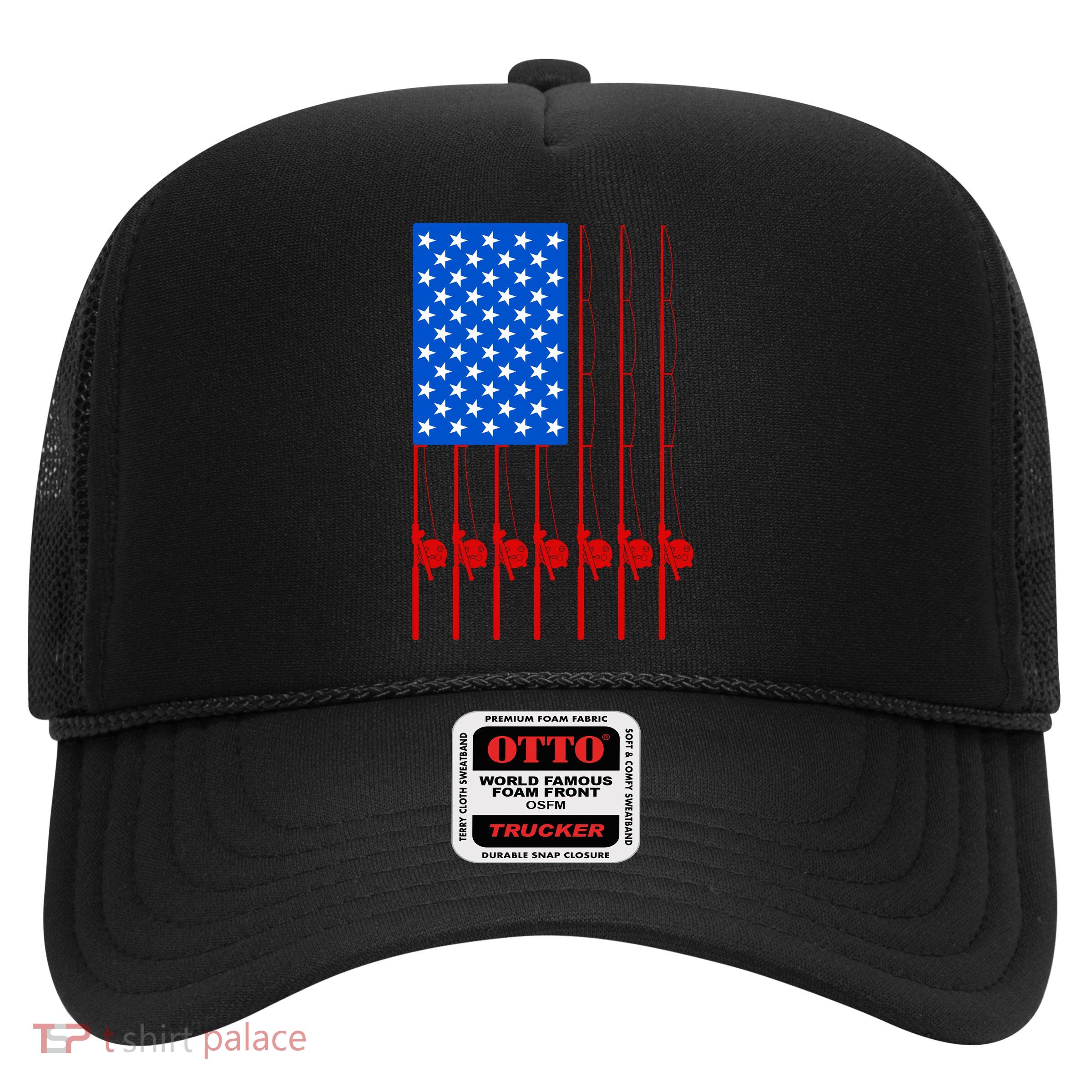 Fishing Poles USA American Flag Trucker Hat