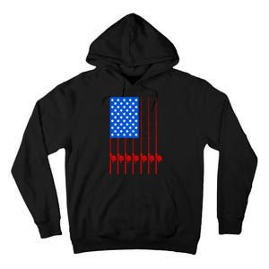 Fishing Poles USA American Flag Tall Hoodie