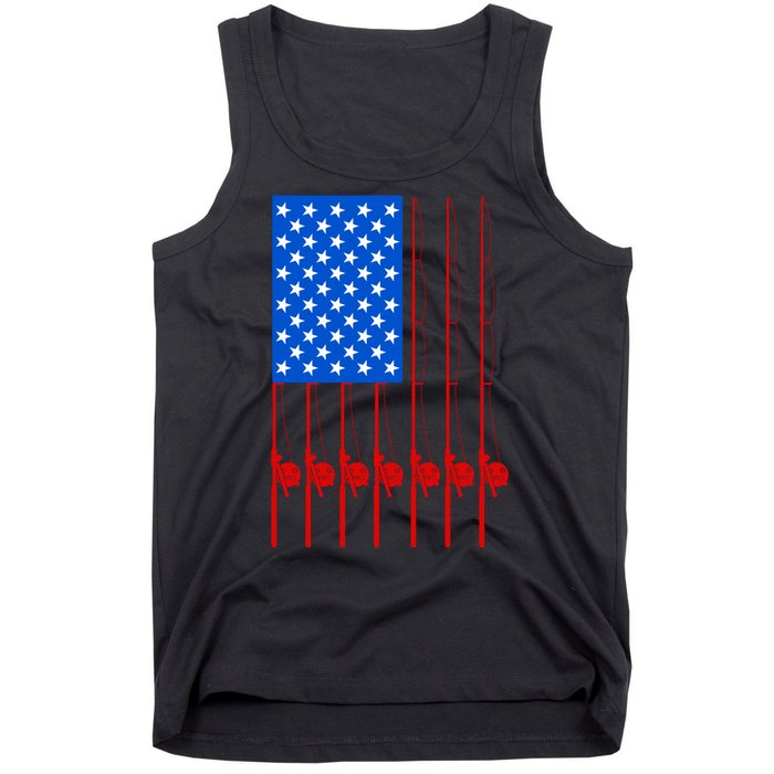 Fishing Poles USA American Flag Tank Top