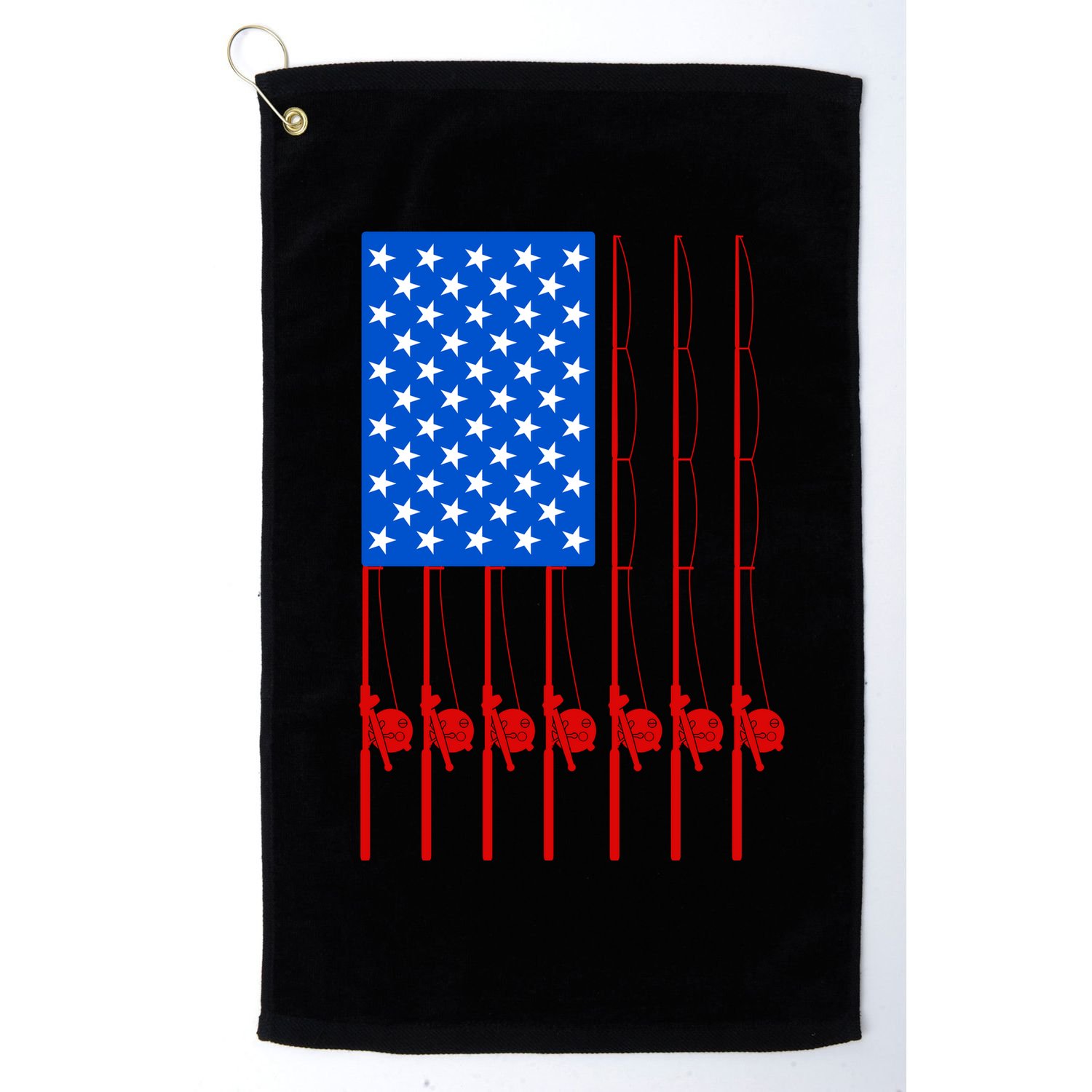 Fishing Poles USA American Flag Golf Towel