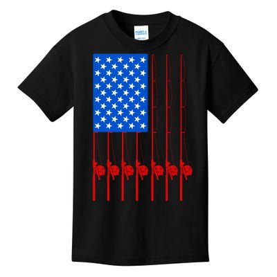 Fishing Poles USA American Flag Kids T-Shirt