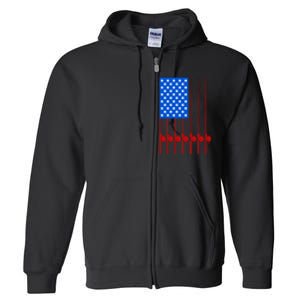 Fishing Poles USA American Flag Full Zip Hoodie