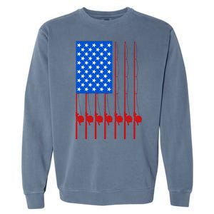 Fishing Poles USA American Flag Garment-Dyed Sweatshirt