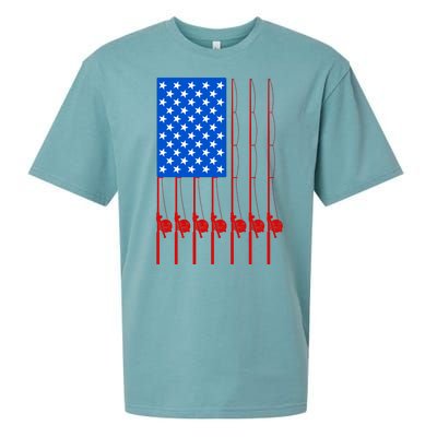 Fishing Poles USA American Flag Sueded Cloud Jersey T-Shirt