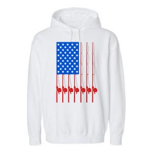 Fishing Poles USA American Flag Garment-Dyed Fleece Hoodie