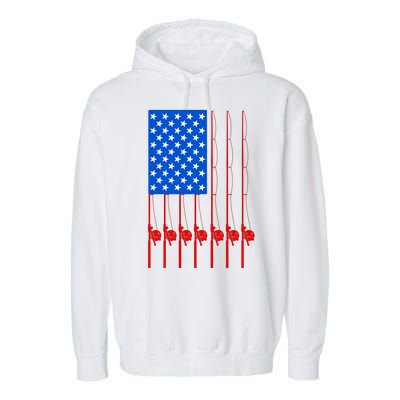 Fishing Poles USA American Flag Garment-Dyed Fleece Hoodie