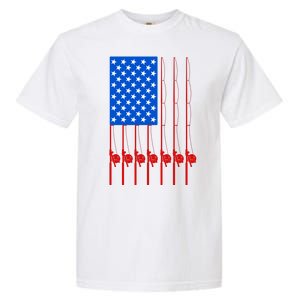 Fishing Poles USA American Flag Garment-Dyed Heavyweight T-Shirt