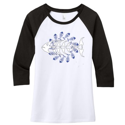 Fishing Primal Surf Women's Tri-Blend 3/4-Sleeve Raglan Shirt