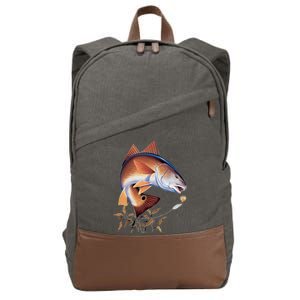 Fishing: Red Fish Cotton Canvas Backpack