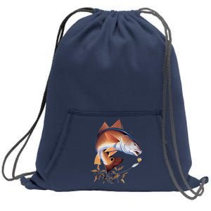 Fishing: Red Fish Sweatshirt Cinch Pack Bag