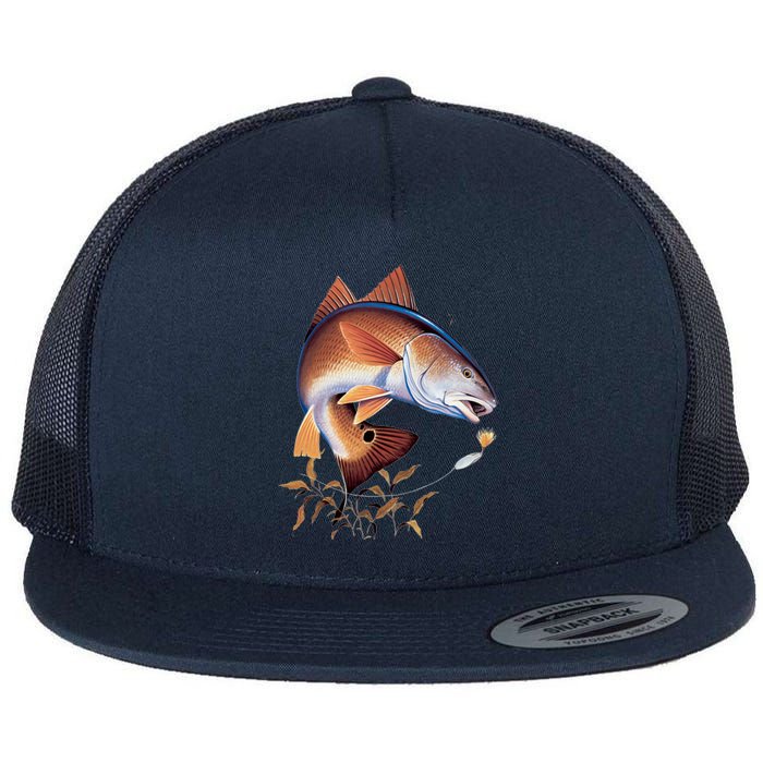 Fishing: Red Fish Flat Bill Trucker Hat