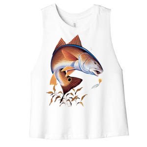 Fishing: Red Fish Women's Racerback Cropped Tank