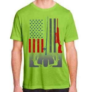 Fishing Rod Hunting Rifle American Flag Adult ChromaSoft Performance T-Shirt