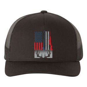 Fishing Rod Hunting Rifle American Flag Yupoong Adult 5-Panel Trucker Hat