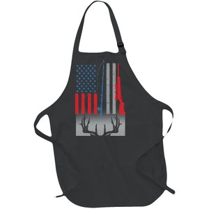 Fishing Rod Hunting Rifle American Flag Full-Length Apron With Pockets