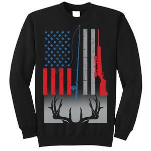 Fishing Rod Hunting Rifle American Flag Sweatshirt