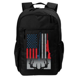 Fishing Rod Hunting Rifle American Flag Daily Commute Backpack