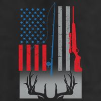 Fishing Rod Hunting Rifle American Flag Beanie