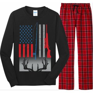 Fishing Rod Hunting Rifle American Flag Long Sleeve Pajama Set