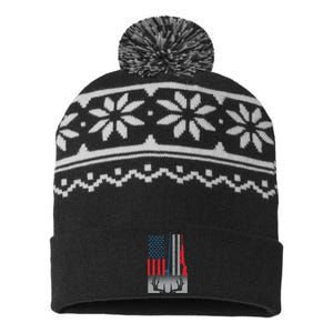 Fishing Rod Hunting Rifle American Flag USA-Made Snowflake Beanie