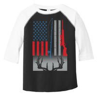 Fishing Rod Hunting Rifle American Flag Toddler Fine Jersey T-Shirt