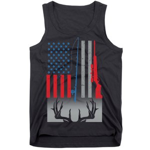 Fishing Rod Hunting Rifle American Flag Tank Top