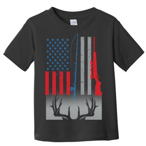 Fishing Rod Hunting Rifle American Flag Toddler T-Shirt