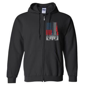 Fishing Rod Hunting Rifle American Flag Full Zip Hoodie