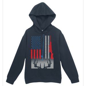 Fishing Rod Hunting Rifle American Flag Urban Pullover Hoodie