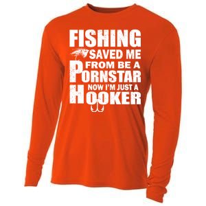 Fishing Saved Me Pornstar Hooker Cooling Performance Long Sleeve Crew