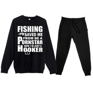 Fishing Saved Me Pornstar Hooker Premium Crewneck Sweatsuit Set