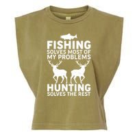 Fishing Solves Most Of My Problems Hunting Solves The Rest Garment-Dyed Women's Muscle Tee